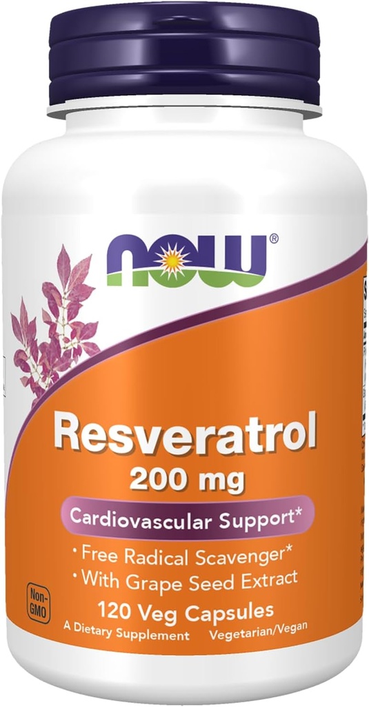 Suppléments, Resvératrol naturel 200 mg avec extrait de vin rouge, 120 capsules de légumes