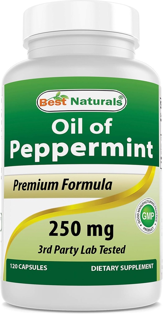 Best Naturals Huile de menthe poivrée Bowel Apaisant complément alimentaire, 250 mg, 120 Compte
