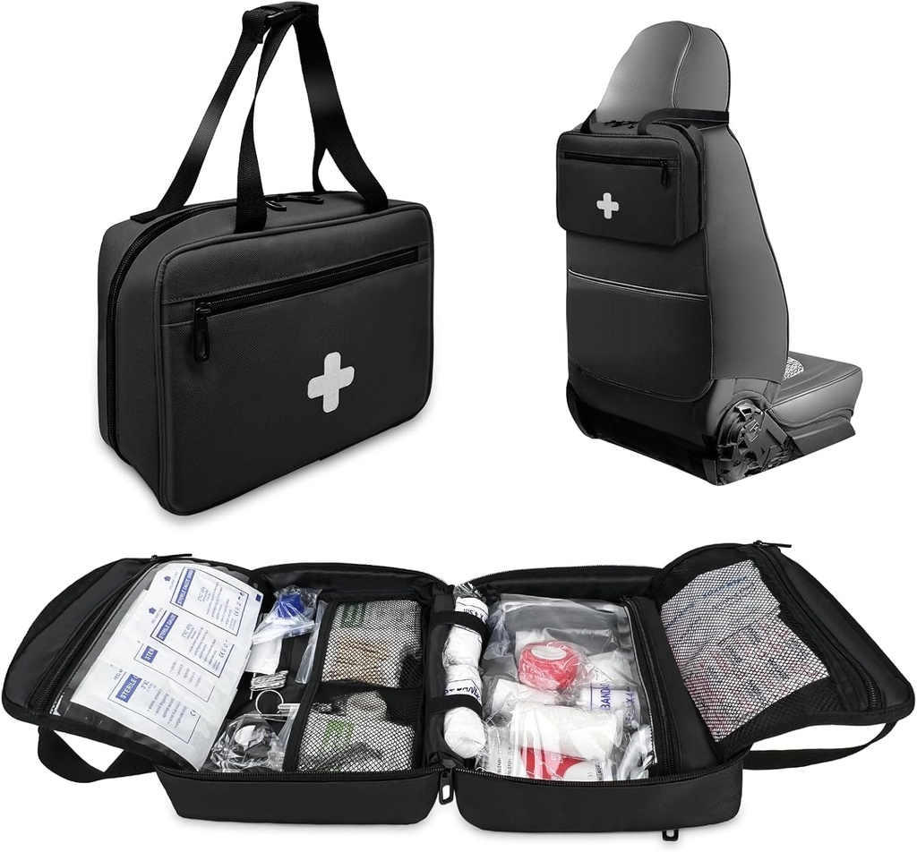 Sac de premiers soins Vide, Compact et Portable Organisateur de fournitures médicales avec des compartiments multiples, Sac de trauma d'urgence pour les voyages, Camping, Randonnée, Voiture, Voyage et Usage à la maison, Noir(Bag seulement)