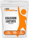 BulkSupplements.com Poudre de lactate de calcium - Poudre de supplément de calcium, grade alimentaire - Sans gluten et pur, 1,5 g par portion, 100 g (3,5 oz) (paquet de 1)