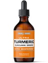 Extrait de curcumine Turcuma liquide avec poivre noir - gouttes de curcuma avec bioperine - Suppléments faciles à prendre fabriqués aux États-Unis (60ml)