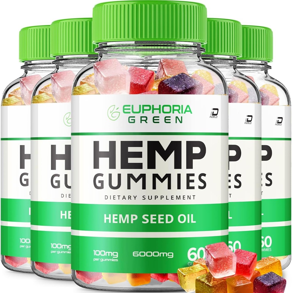 Gommies de chanvre vert d'Euphorie - avec extrait de chanvre Gommies de chanvre vert d'Euphorie Supplément à base de plantes acouphènes, soutien à la santé et au bien-être, tout naturel Gommy de chanvre vert d'Euphorie (5 Pack - 300 Gommies)