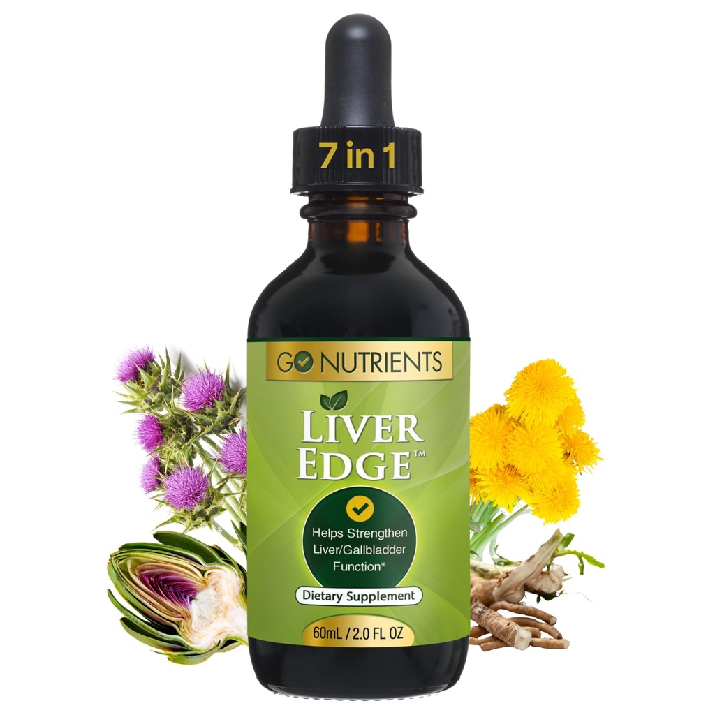 Go Nutrients Bord du foie – Supplément de chardon de lait pour le nettoyage du foie, la désintoxication et la réparation avec extrait d'artichaut pour la santé et le soutien du foie gras, gouttes liquides organiques et teinture - 2 oz, 48 portions