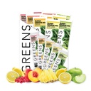 Nettoyer les aliments simples Verts Variété 10 Pack, Mélange de poudre de vert, emballé avec des superaliments Chlorella et Spiruline, comprend 5 saveurs délicieuses: pêche, pomme verte, citronnade aux framboises, citron doux et tropical