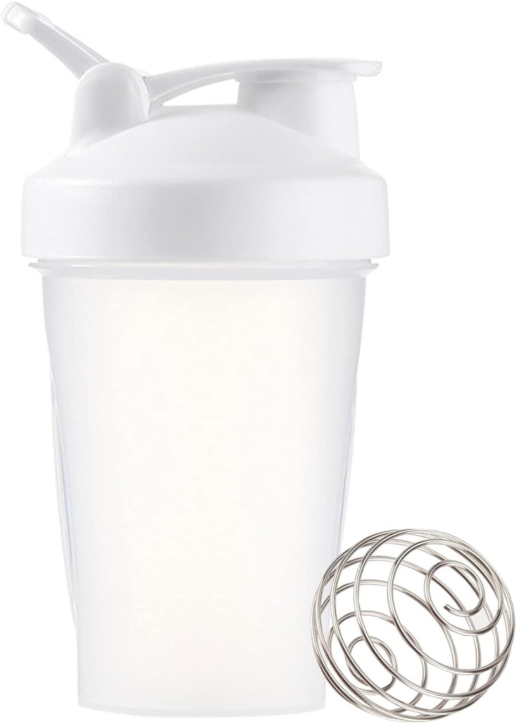 Bouteille de Shaker 12oz Protein Shaker Bouteille en plastique pour l'entraînement avant et après avec Twist et Lock Protein Box Entreposage, Bouteille de fitness portable pour les amateurs de fitness Athlètes (blanc, 12 oz)