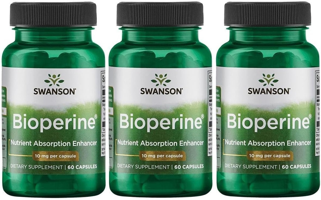 Swanson Bioperine 10 mg 60 Caps (3 Pack)
