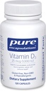 Encapsulations pures Vitamine D3 25 mcg (1 000 UI) - Supplément pour soutenir la santé des os, des articulations, du sein, du cœur, des colonies et des immunes - avec la vitamine D premium - 120 capsules
