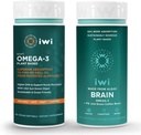 iwi Omega-3 Sport & Brain Omega-3 Bundle, 30 Servings, Vegan Plant-Based Algae Omega 3 with EPA + DHA, Krill & Fish Oil Alternative, No Fishy Aftertaste