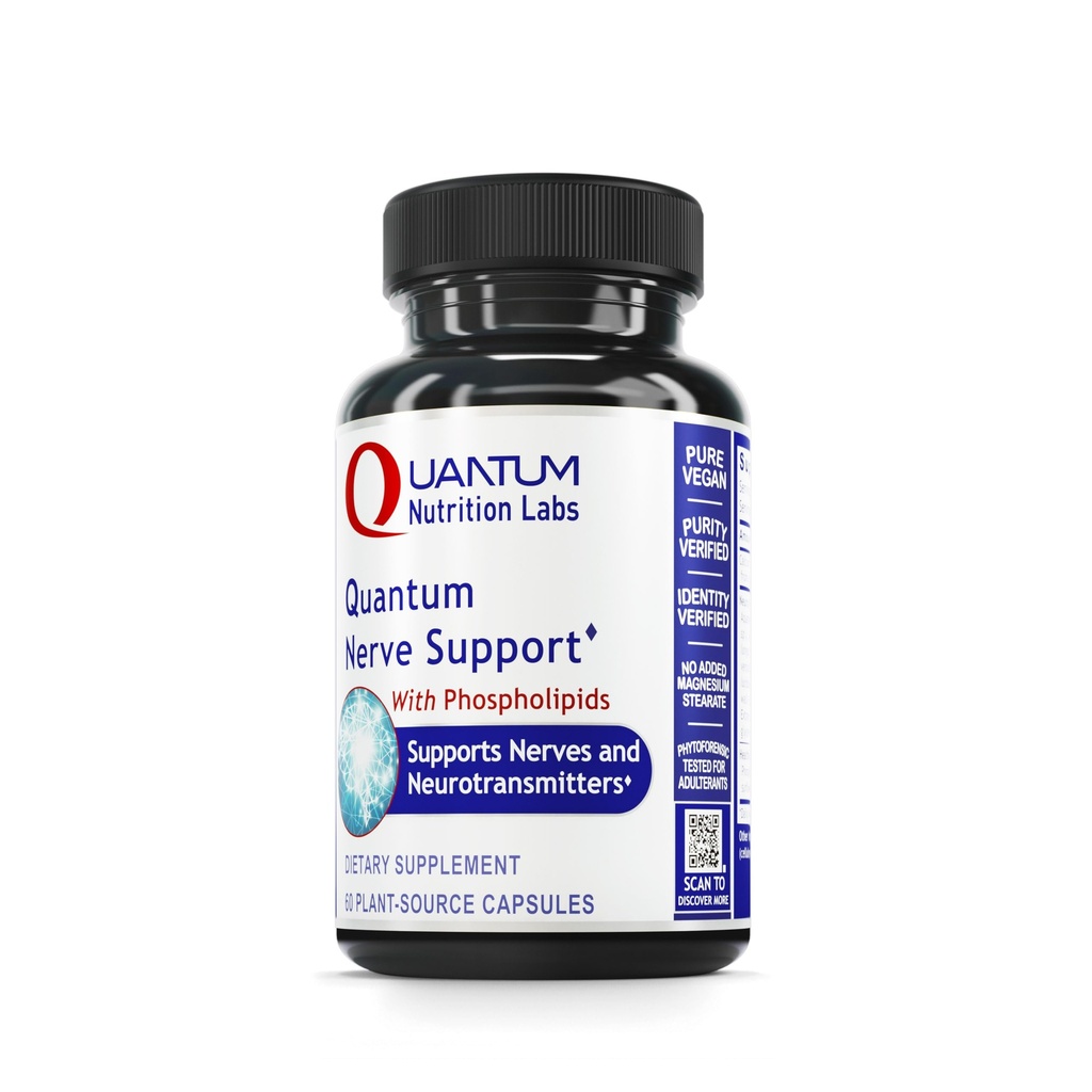 Quantum Nutrition Labs Nerve Support - Suppléments Nerve Santé, Suppléments Cerveau, Nootropic avec Rhodiola Rosea, Cerveau et Santé Nerve - 60 Capsules Végétariennes