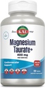 KAL Magnésium Taurate 400mg Plus vitamine B6, supplément de magnésium chélaté, complexe de magnésium à absorption élevée, soutien de santé musculaire et cardiaque, végétalien, sans gluten, garantie de 60 jours, 60 portions, 120 onglets