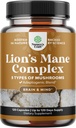 Supplément de champignons Lion's Mane Advanced - Capsules de complément de la Mane Lions avec Reishi, Chaga, Maitake & Shiitake pour la santé cérébrale Soutien et Focus - Nootropic pour la clarté mentale - 120 capsules