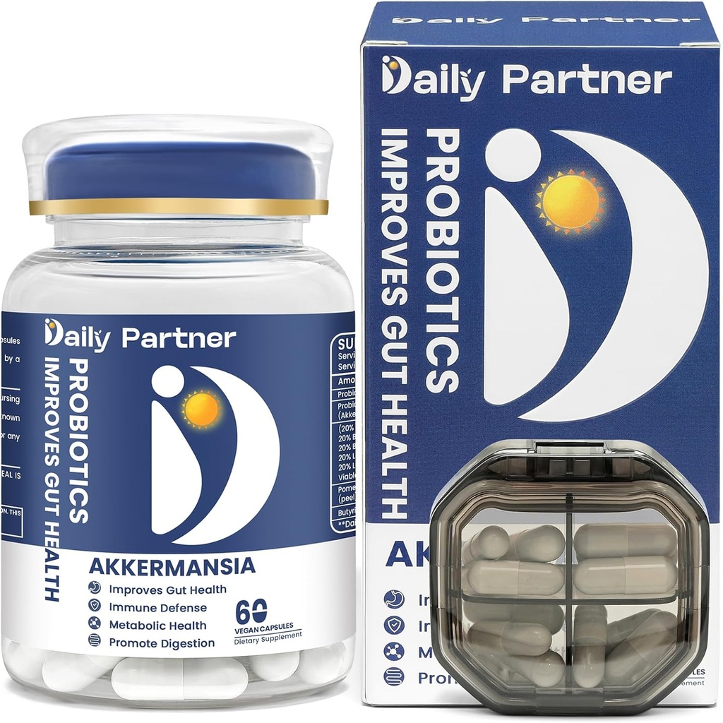 Akkermansia Probiotique avec Butyrate, 30 Million CFU Akkermansia Muciniphila Probiotiques pour la production de GLP-1, soutient la santé digestive et gustative pour les femmes et les hommes, libération retardée, 60 Compte (boîte incluse)