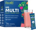 Root'd Multivitamine poudre avec 3X électrolytes pour les hommes - 24 vitamines et minéraux, 3X électrolytes, 9 superaliments biologiques, probiotiques et enzymes, sans sucre multivitamine et hydratation