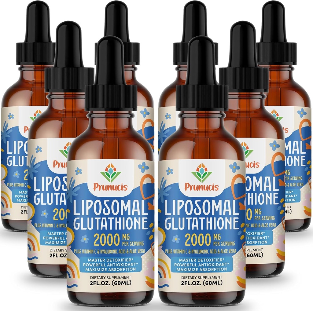 2000MG Glutathion liposomique liquide, 98% Absorption, Supplément de forme active L-Glutathion, Complexe antioxydant végétalien puissant pour le système immunitaire, Défense du vieillissement, Detox, 16 FL.OZ