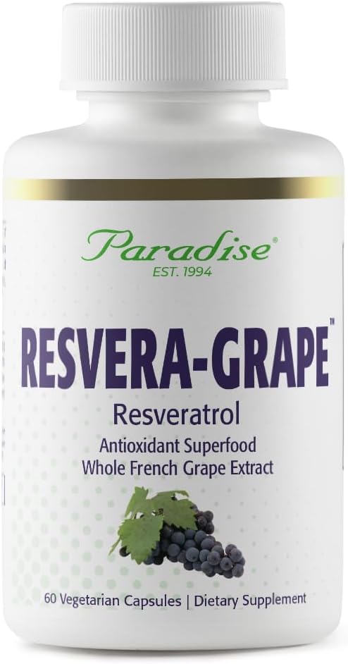 Paradise Herbs Resveragrape, Resveratrol + Polyphenols + Opc's, Super Potent, Ultra Pure, Non-GMO, Gluten Free, 60 Vegetarian Capsules