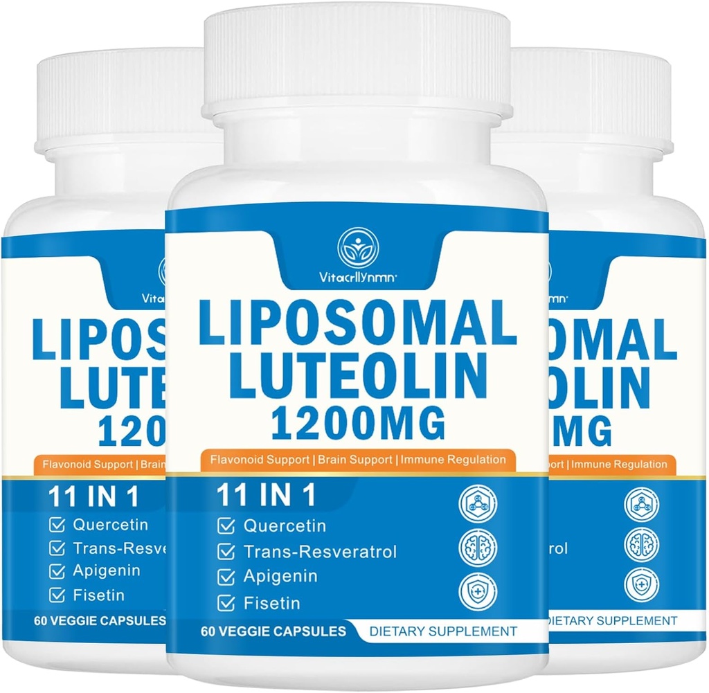 1200MG Luteolin Liposomale Supplément - Absorption maximale, boost antioxydant pour le cerveau 180 Capsules