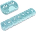 2 Pack (Semaine et jour), 2 fois par jour (AM/PM) + Organisateur de pilules de 7 jours, planificateur de vitamines, coffret à pilules de grande capacité, cas de pilules de voyage pour médicaments/vitamines/huiles de poisson/compléments, bleu