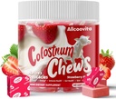 Bovine Colostrum Supplément à croustilles avec des probiotiques pour la santé de Gut, Bloating, Immune Support, la peau, la croissance des cheveux et la beauté - Fraise Flavor (60 portions)