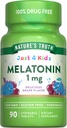 Nature's Truth Kids Melatonin Chewable Tablets | 1mg | Grape Flavor | Vegetarian, Non-GMO, & Gluten Free Supplement