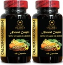 Complexe de magnésium de calcium - Supplément de calcium, Citrate de manganèse, Minéraux pour le soutien des os, Niveaux de phosphore, Soutien immunitaire, Supplément musculaire sain avec vitamine D - 2 bouteilles 240 capsules