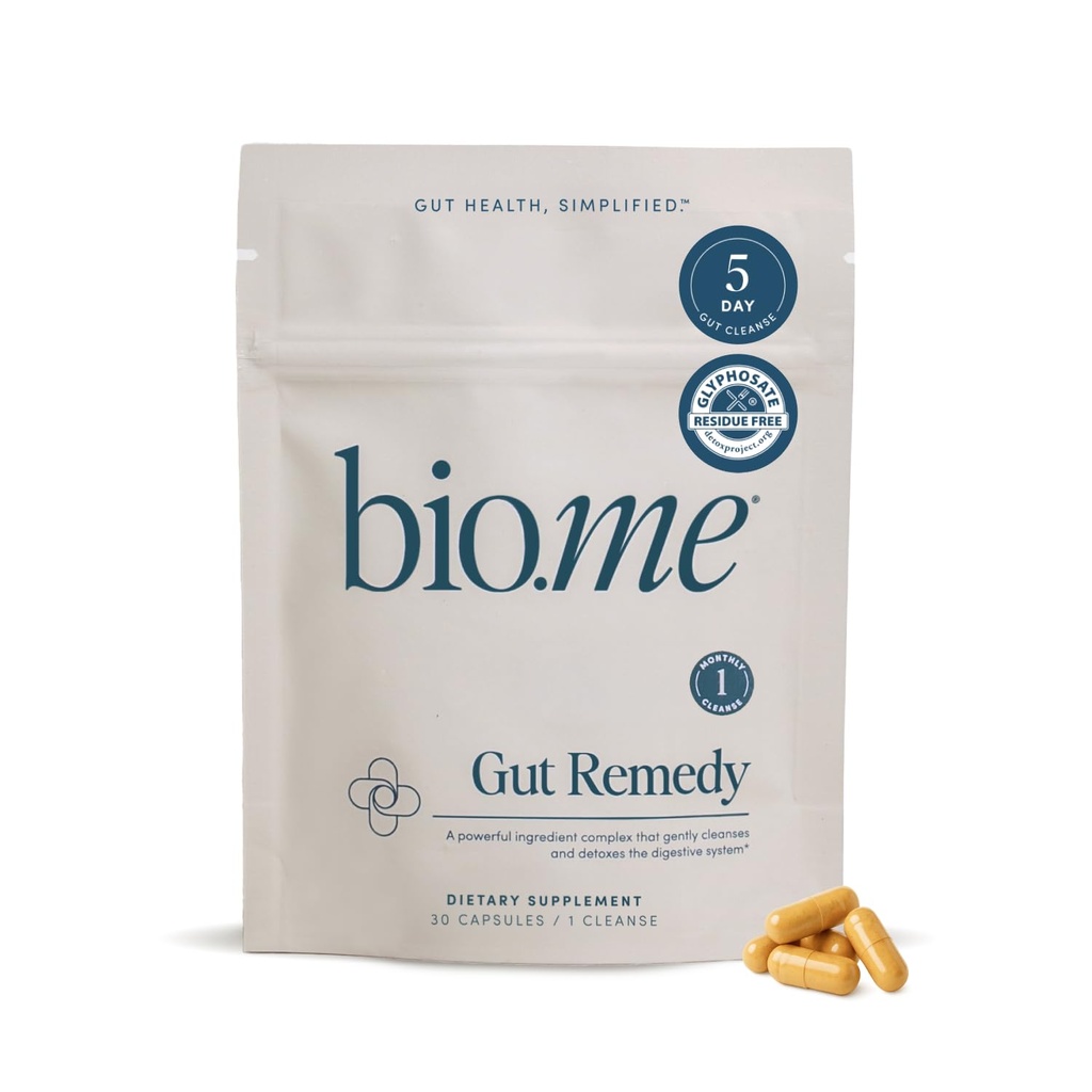 Biome Gut Remedy Capsules avec Berberine (5 jours de nettoyage, 1 mois d'approvisionnement, 30 capsules), Gut Cleanse avec Citrate de magnésium, Immunoline, L-Glutamine - Reset Système digestif, rééquilibre Microbiome