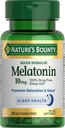 Nature's Bounty Melatonin, 100% sans médicament aide au sommeil, complément alimentaire, favorise la relaxation et la santé du sommeil, 10mg, 45 comprimés à dissoudre rapidement