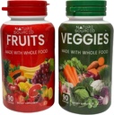 Complément alimentaire complet Fruits et légumes Supplément alimentaire entier avec des fruits et légumes pour les femmes, les hommes et les enfants — 90 capsules de fruits, 90 capsules de légumes (paquet de 2)