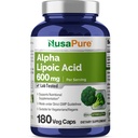 NusaPure Alpha acide lipoïque 600 mg par portion de 180 gélules de légumes (Végétarien, non-OGM, végétalien)