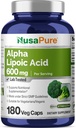 NusaPure Alpha acide lipoïque 600 mg par portion de 180 gélules de légumes (Végétarien, non-OGM, végétalien)