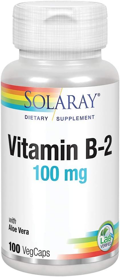 SOLARAY Vitamine B-2 Riboflavine 100 mg avec l'aloe vera