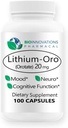 Lithium Oro 20 mg, soutient l'humeur saine Bien-être émotionnel, comportement et mémoire. Biodisponible, 100 capsules (Orotate de lithium élémentaire)
