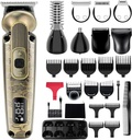 Hatteker Bard Trimmer Mustache Trimmer pour homme 8 en 1 Ajustable Speed Waterproof Clipper T-Blade Électique Rasoir Rasoir Hommes Sans fil Kit de grooming cadeau avec corps de nez visage (Bronze)
