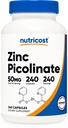 Nutricost Picolinate de zinc 50mg, 240 Capsules végétariennes - Sans gluten et sans OGM (240 capsules)