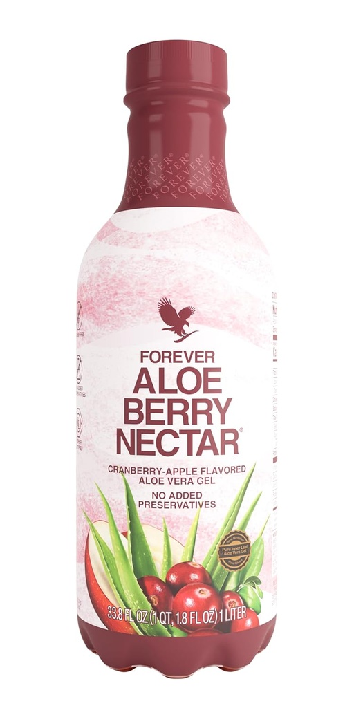 Pour toujours vivre - Nectar Aloe Berry, 90,7 % Gel Aloe Vera pur avec canneberges et pommes, aucun conservateur ajouté, 1L (paquet de 1)