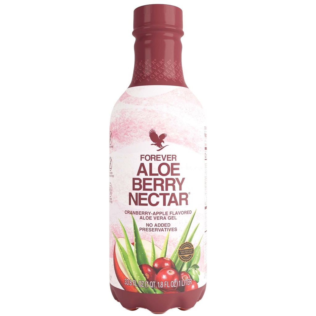 Pour toujours vivre - Nectar Aloe Berry, 90,7 % Gel Aloe Vera pur avec canneberges et pommes, aucun conservateur ajouté, 1L (paquet de 1)