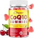 CoQ10 Gummies avec PQQ - 400 MG Coenzyme Q10 haute puissance, amélioré avec des herbes ayurvédiques, mélange de champignons adaptogènes et probiotiques pour le cœur, le cerveau, l'énergie, l'immunité, le parfum de cerise, 60 Gummies végétaliennes