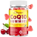 CoQ10 Gummies avec PQQ - 400 MG Coenzyme Q10 haute puissance, amélioré avec des herbes ayurvédiques, mélange de champignons adaptogènes et probiotiques pour le cœur, le cerveau, l'énergie, l'immunité, le parfum de cerise, 60 Gummies végétaliennes