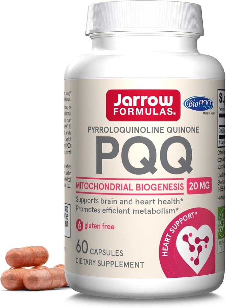 Formules Jarrow PQQ 20 mg - 60 capsules - favorise la biogenèse mitochondriale - soutient la santé du coeur et du cerveau - 60 portions