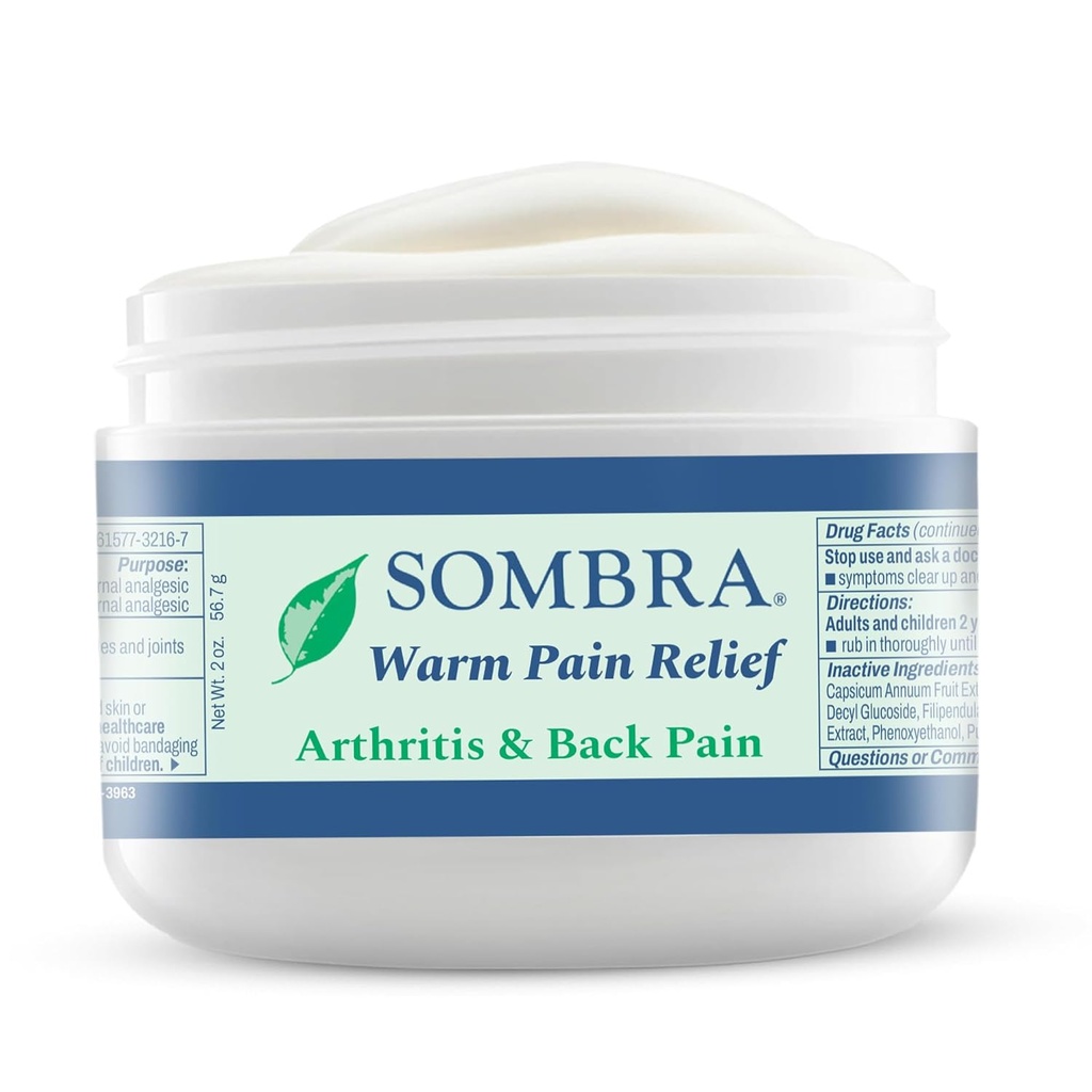 Sombra Warm Pain Relief Gel, Warm Relief for Arthritis and Chronic Pain Pre-Workout Muscle Rub Formule végétalienne sans parfums artificiels, colorants, AINS, cire, pétrole, alcool - 2oz Jar