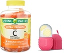 Spring Valley Extra Strength Vitamine C Supplément alimentaire Gommies végétariennes, orange, 500 mg, 120 Ct et rouleau de glace cadeau pour le visage