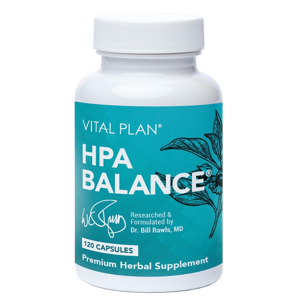 Plan vital HPA Balance Adrénal Supplément par Dr. Bill Rawls - Adrénal, Mood & Hormone Support for Women & Men w/Sensoril® Ashwagandha, Relora & L-Theanine