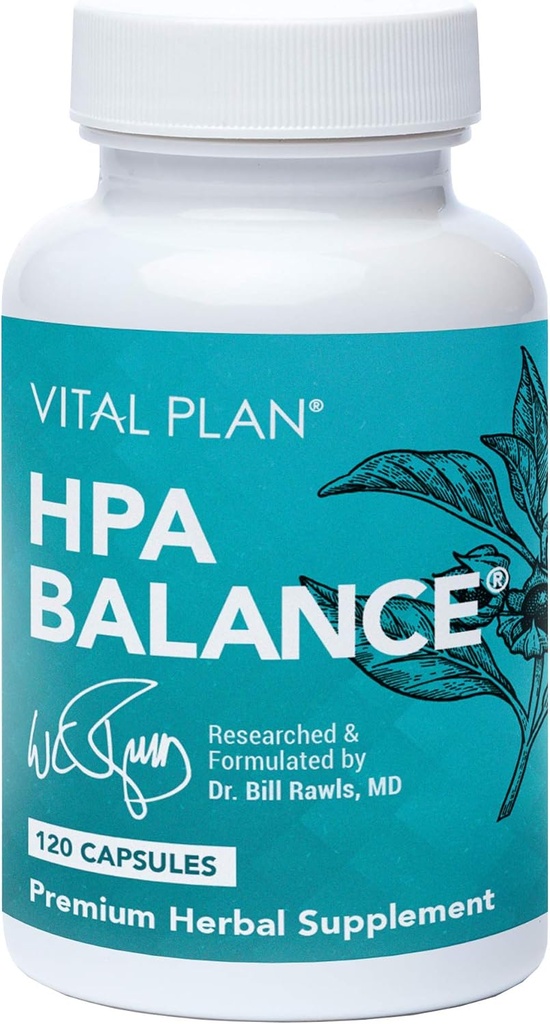 Plan vital HPA Balance Adrénal Supplément par Dr. Bill Rawls - Adrénal, Mood & Hormone Support for Women & Men w/Sensoril® Ashwagandha, Relora & L-Theanine