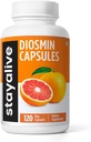 STAY ALIVE Pure Diosmin Complex 1000mg Formule, 120 Capsules, Citrus Bioflavonoïdes Extrait de fruits riches, 2 mois d'approvisionnement, 100% végétarien, sans OGM et sans gluten Diosmin Supplément