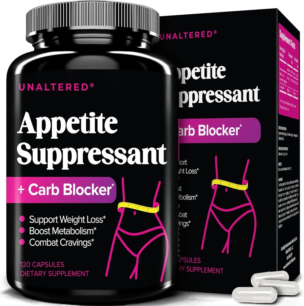 Unaltered Appetite Suppressant pour les femmes - aide à gérer les rages, favorise la plénitude, et soutient la perte de poids - supplément alimentaire naturel avec picolinate de chrome et Glucomannan - 120 capsules végétaliennes