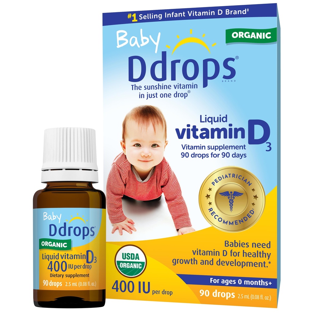 Drops Bébé 400 UI, vitamine D, 90 gouttes 2,5mL (0,08 Fl. Oz (paquet de 1))