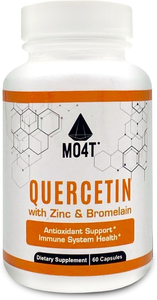 Quercetin & Bromelain avec zinc - Soutien antioxydant Système immunitaire Santé - Supplément diététique - 60 Capsules 1050 mg Formule de Potent