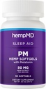 HempMD Hemp Melatonine aide au sommeil Softgels - 100% naturel rapide huile d'action - Vegan Non OGM sans gluten - formule améliorée pour le sommeil profond avec mélange relaxant d'herbes naturelles