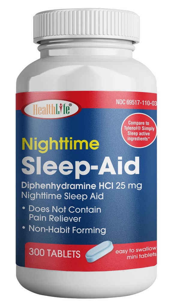 Santé LFE SantéLife® Aide au sommeil (Diphénhydramine HCl Caplets, 25 mg Bleu) 300 Nombre