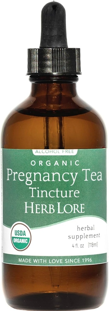 Teinture de thé de grossesse biologique Herb Lore – Thé à la framboise rouge liquide pour la grossesse et post-partum – Premier trimestre, préparation du travail et troisième trimestre