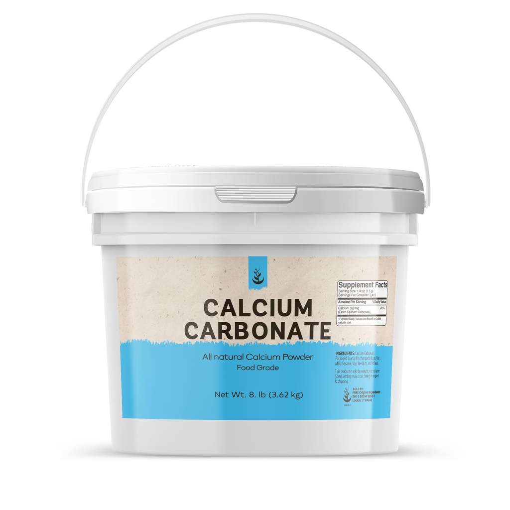 Ingrédients originaux purs Poudre de carbonate de calcium (1 Gallon) Complément alimentaire, Seringue en plastique réutilisable